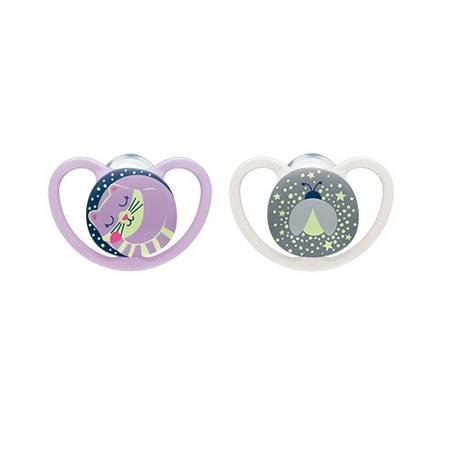 Nuk Sucettes Space night 0-6 mois Violet/gris