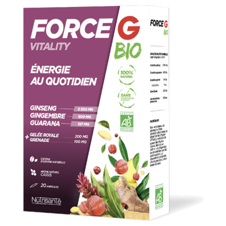 Nutrisanté Force G Vitality Bio, 20 Ampoules