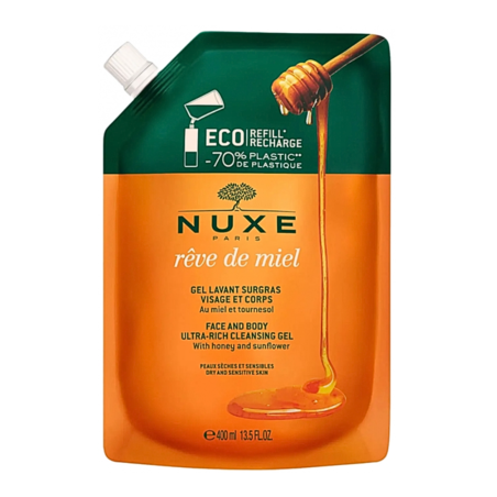 Nuxe Rêve de Miel Gel Lavant Surgras Éco-Recharge, 400 ml