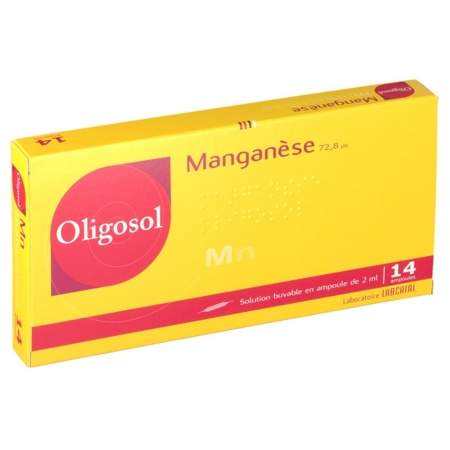 Oligosol manganese solution buvable, 14 ampoules