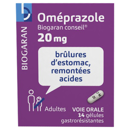 Omeprazole Biogaran Conseil 20 mg, 14 Gélules Gastro-Résistantes