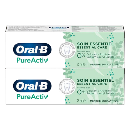 Oral-B PureActiv Soin Essentiel Dentifrice, lot de 2 x 75 ml 