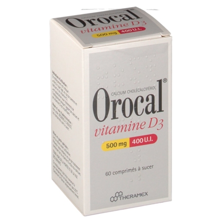 Orocal vitamine d3 500 mg/400 ui, 60 comprimés à sucer
