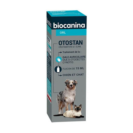 Otostan Solution Auriculaire Chien et Chat Flacon Compte Gouttes, 15 ml