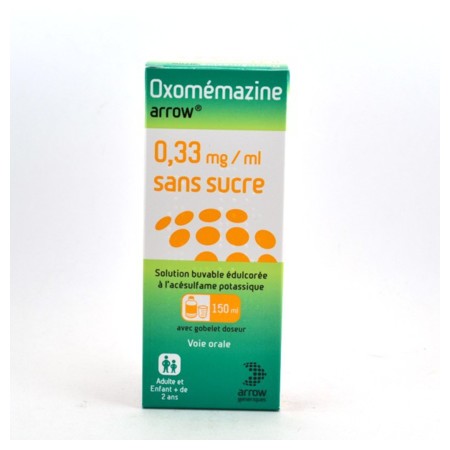 Oxomemazine arrow 0,33 mg/ml sans sucre, flacon de 150 ml de solution buvable