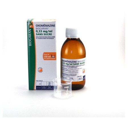 Oxomemazine biogaran 0,33 mg/ml sans sucre, flacon de 150 ml de solution buvable