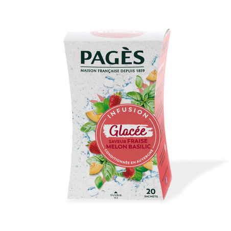 Pagès Infusion Glacée Fraise Melon Basilic, 20 Sachets