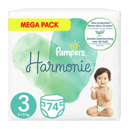 Pampers Harmonie Couches Taille 3 6-10kg, 74 Couches