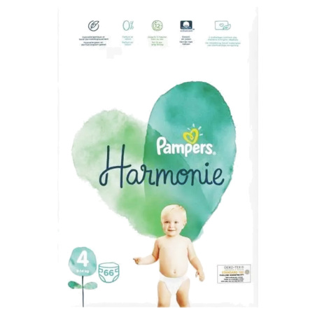 Pampers Harmonie Taille 4 9-14g, 66 Couches