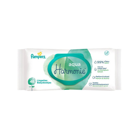 Pampers Lingettes Bébé Harmonie Aqua, x48