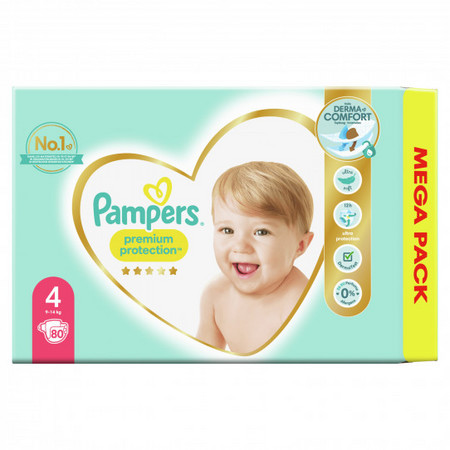 Pampers Premium Protection Taille 4 9-14 kg, x80 Couches