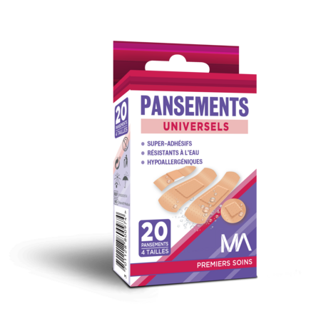 PANSEMENTS UNIVERSELS MA (4 tailles), BOÎTE DE 20