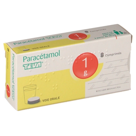 Paracetamol teva 1 g, 8 comprimés