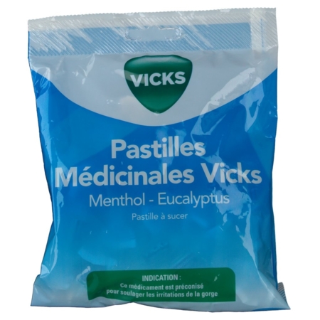 Pastilles medicinales vicks menthol eucalyptus, 18 pastilles à sucer