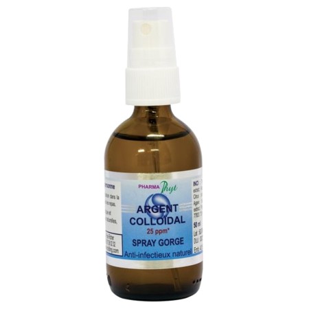 PharmaPhyt Hygiène de la Gorge 25 ppm à l'Argent Colloïdal, 50 ml