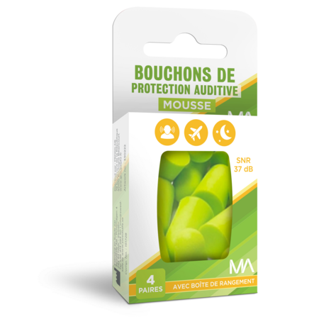 BOUCHONS D'OREILLES EN MOUSSE MA, BOÎTE DE 4 PAIRES