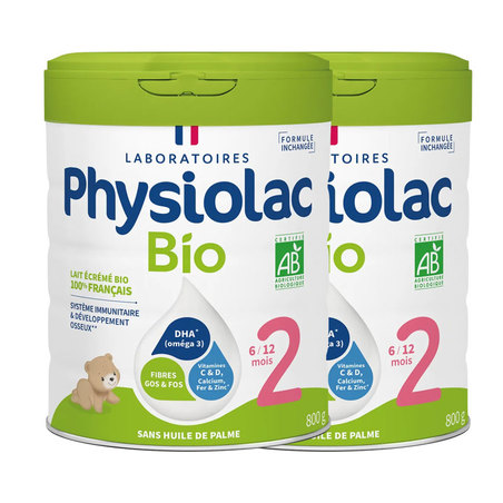 Physiolac Lait Infantile Bio 2ème Âge, 2x 800g