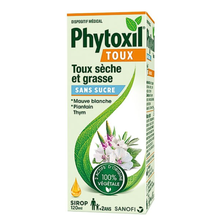 Phytoxil Sirop Toux Sèche et Grasse Sans Sucre, 120 ml