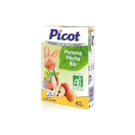 Picot jus de fruits bio pomme-pêche - 10 ampoules de 10ml