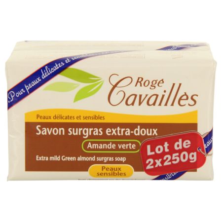 Rogé cavaillès savons solides - savon surgras extra doux amande verte 2x250g