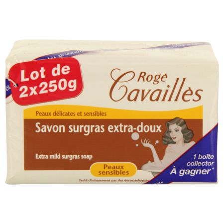 Roge cavailles savon surgras extra doux, 2 x 250 g