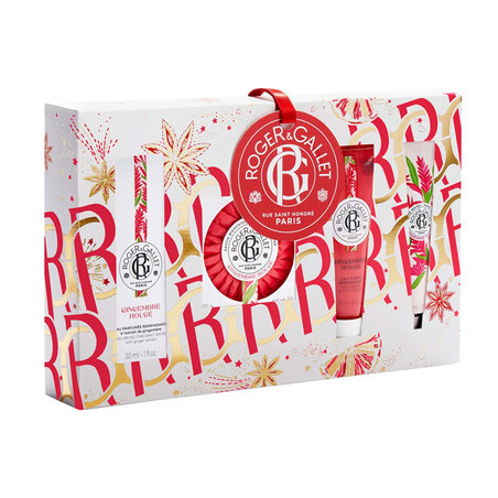 Roger & Gallet Coffret Coffret Eau Parfumée Bienfaisante + Savon Solide + Lait Corps + Crème Mains Gingembre Rouge ROGER & GALLET Coffret Eau Parfumée Bienfaisante + Savon Solide + Lait Corps + Crème Mains Gingembre Rouge