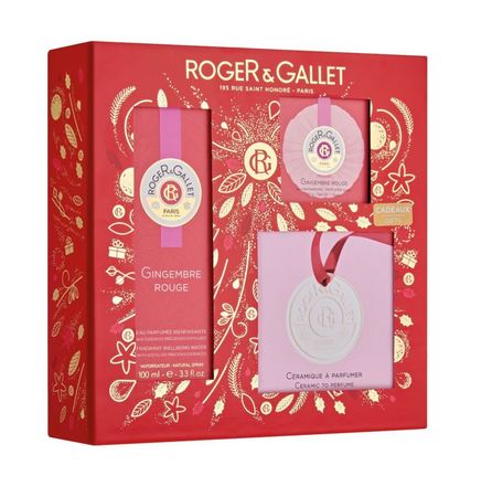 Roger & Gallet Coffret Gingembre Rouge Eau Parfumée + Savon + Céramique à Parfumer, 100 ml + 50 g