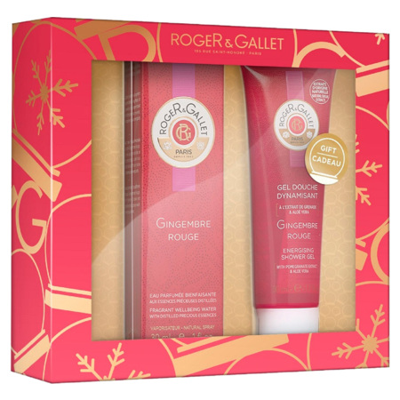 Roger & Gallet Coffret Noël Gingembre Rouge Eau Parfumée + Parfum de Douche Offert, 30 ml