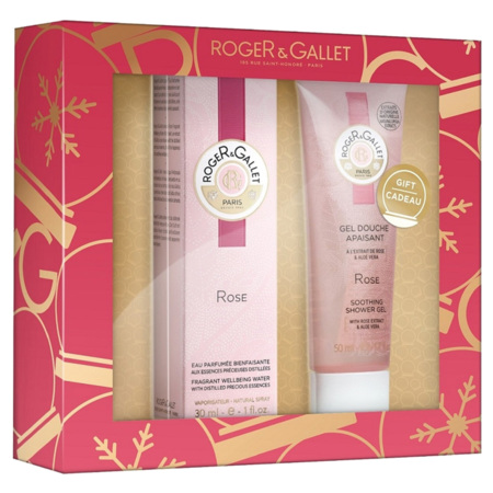 Roger & Gallet Coffret Noël Rose Eau Parfumée et son Gel Douche Offfert, 30 ml