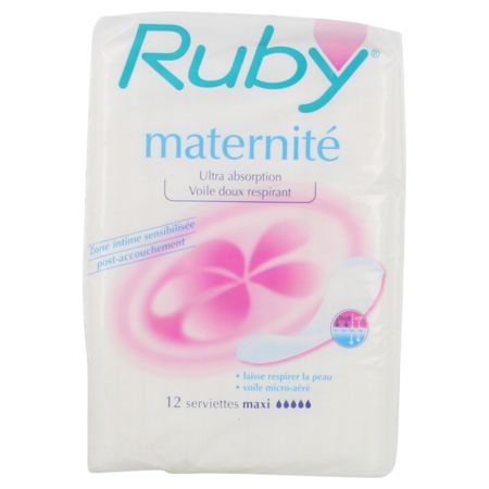 Serviettes hygiéniques maternité (x12) RUBY : Comparateur, Avis, Prix