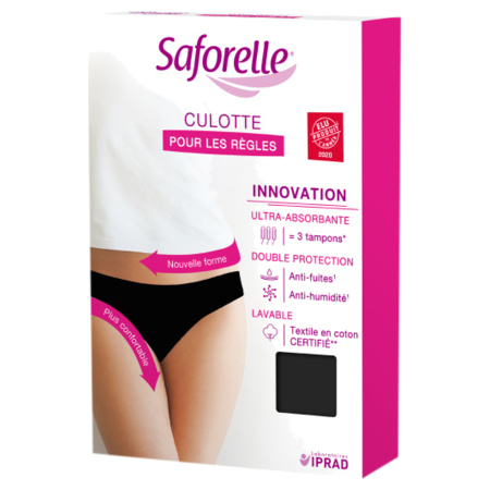 Saforelle Culotte Ultra-Absorbante pour les Règles Noir, Taille L