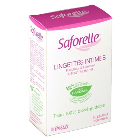 Saforelle lingette intime sachet individuel, x 10