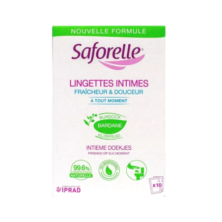 Saforelle Lingettes Fraicheur Biodégradables, Boite de 10
