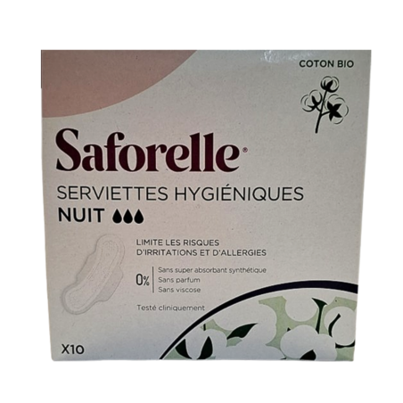 Saforelle Serviettes Hygiéniques Nuit, x 10