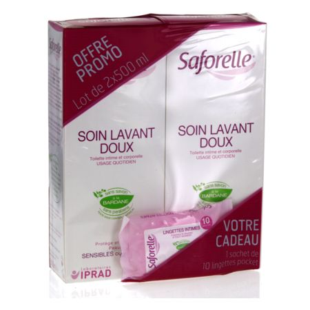 Saforelle soin lavant doux intime 500ml x2 + ling