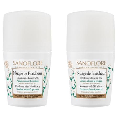 Sanoflore Déodorant Bille 24h Nuage de Fraïcheur  Efficacité 24h, 2 x 50 ml