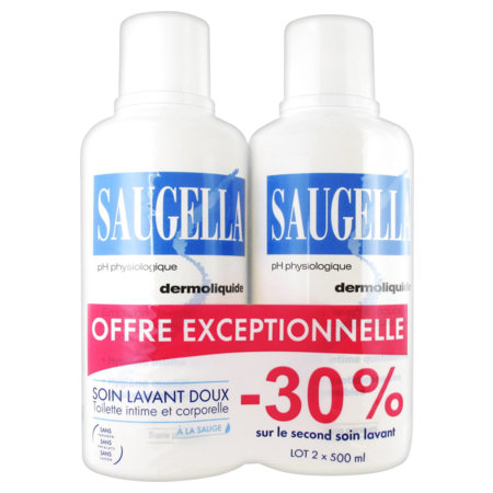 Saugella dermoliquide emulsion, 2 x 500 ml de savon liquide