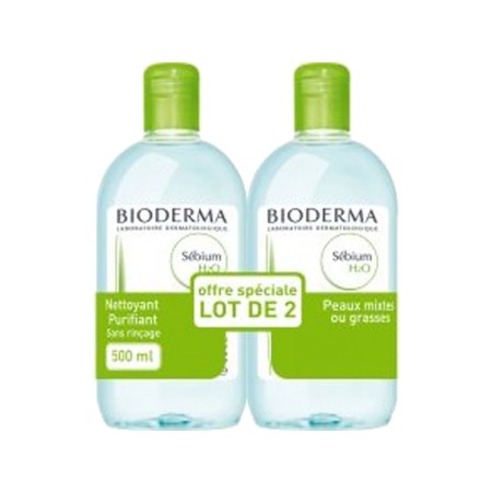 Bioderma sébium h2o solution micellaire - 2x500ml