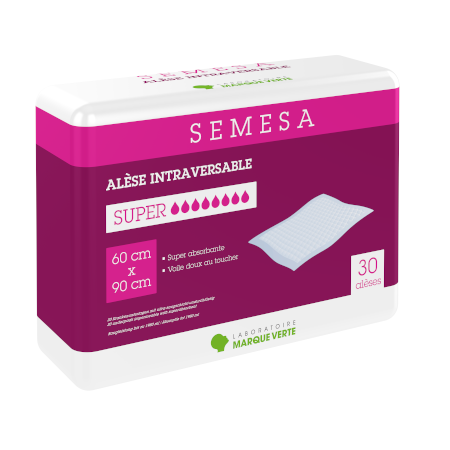 SEMESA Alèses absorbantes intraversables SUPER (8G) 60x90, sachet de 30 