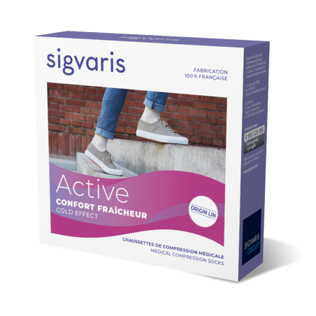 SIGVARIS FEMME CLASSE 2 ACTIVE CONFORT FRAICHEUR CHAUSSETTES SN ECRU