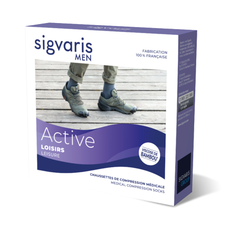 SIGVARIS HOMME CLASSE 2 ACTIVE LOISIRS  CHAUSSETTES SN ANTHRACITE
