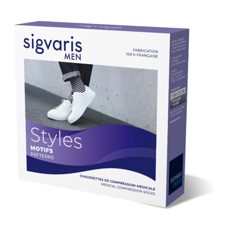 SIGVARIS HOMME CLASSE 2 STYLES MARINIERE CHAUSSETTES LN MARINE NOIR