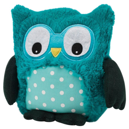 Soframar cozy plush bouillotte hibou turquoi hooty