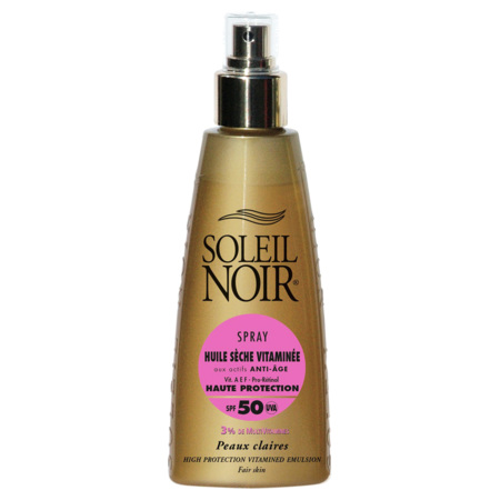 Soleil Noir Huile Sèche Vitaminée Haute Protection SPF50 n°65, Spray de 150 ml