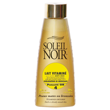 Soleil Noir Lait Vitaminé Sublimateur de Bonzage Pailleté Or 4, Flacon de 150 ml