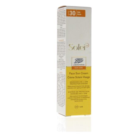 Boots soleisp - crème solaire visage spf 30 - 50ml