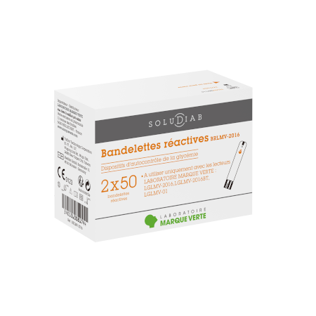 SOLUDIAB Bandelettes Réactives LMV, boîte de 100