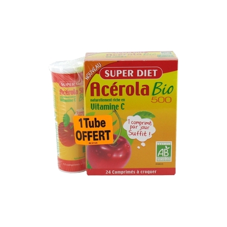 Superdiet acerola 500 bio cpr a croquer 24 + 12 offerts