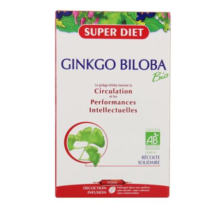 Superdiet ginkgo biloba bio, 20 ampoules buvables