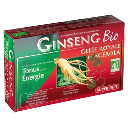 Superdiet ginseng gelee royale bio 15ml, 20 ampoules